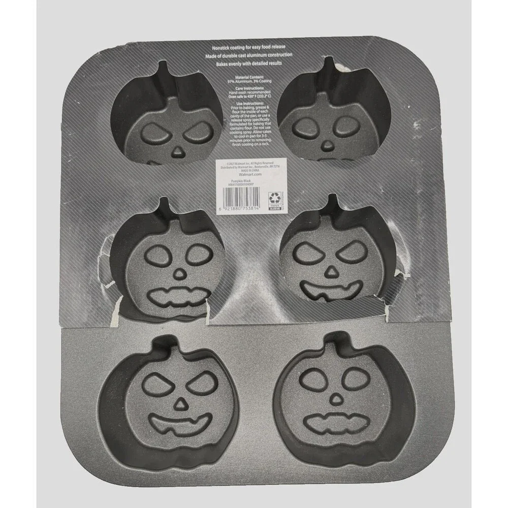 Halloween Jack O Lantern Mini Cake Pan Cast Aluminum Pumpkin Baking Mold NEW